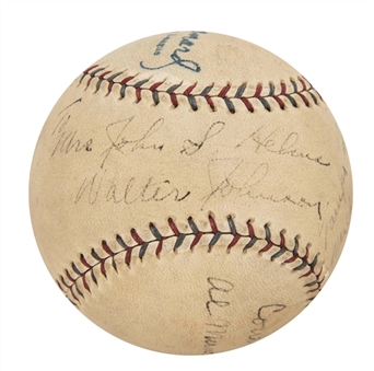 1929 Walter Johnson Signed OAL Barnard Baseball With Multiple Inscriptions (Beckett)